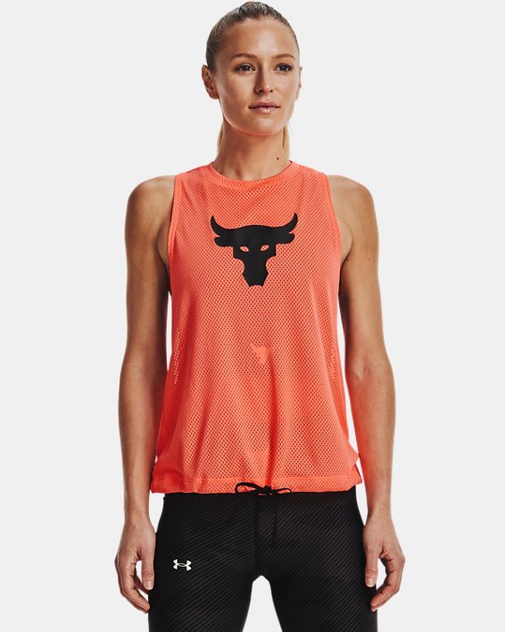 Camiseta de tirantes de malla Project Rock para mujer, Orange, pdpMainDesktop image number 4